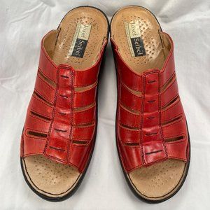 Red Leather Slides/Clogs